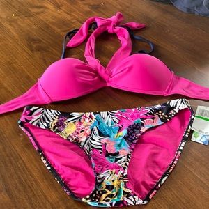 Malibu Bikini Tropical and Hot Pink